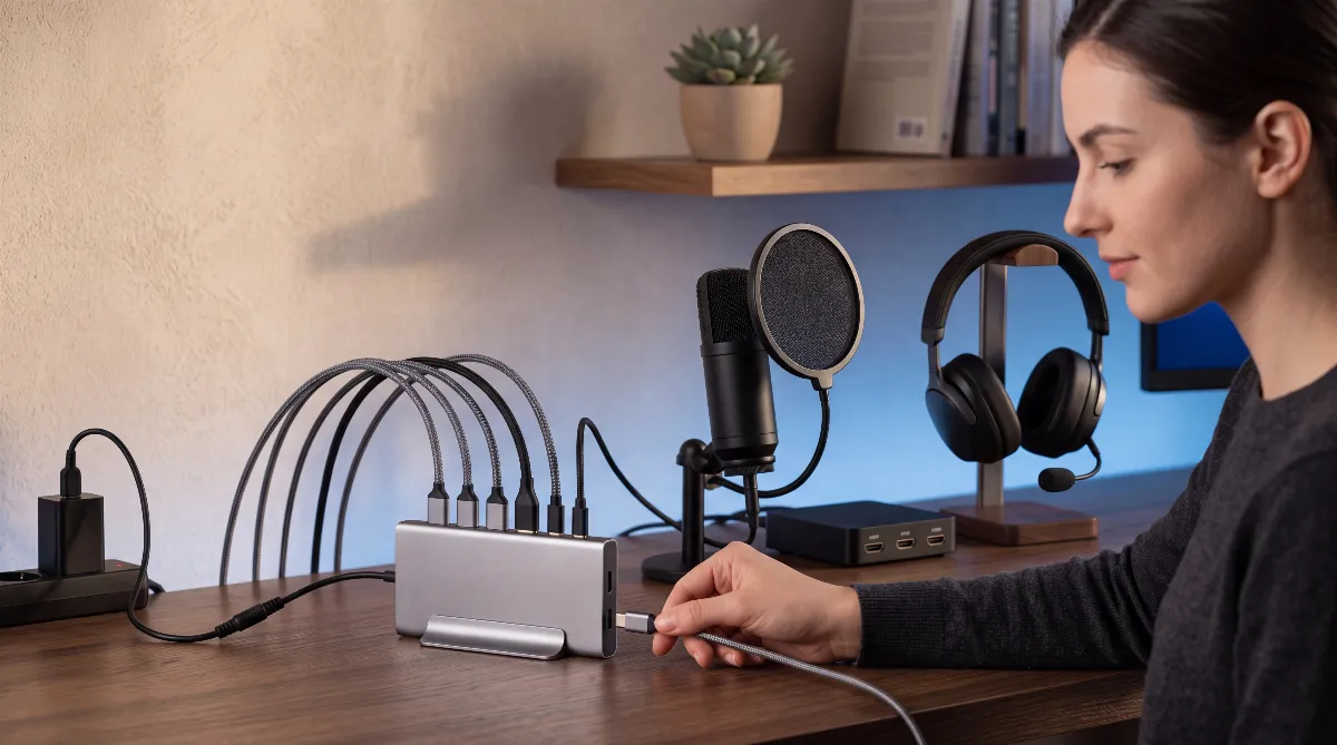 USB-Hub Gaming-Schreibtisch 2026: die 5 besten für Headset, Mikrofon und Aufnahmekarte