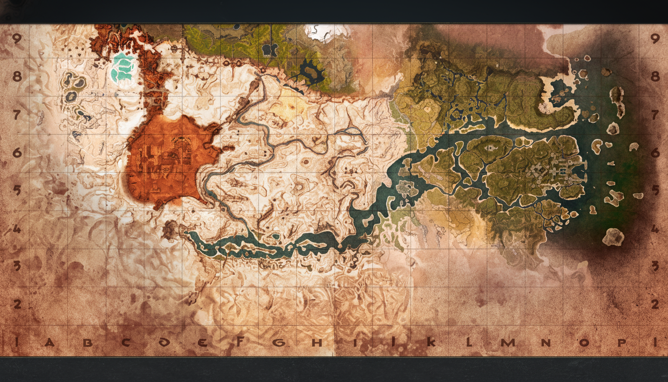 Conan Exiles Karte der Verbannten Lande mit 7 geheimen Orten markiert