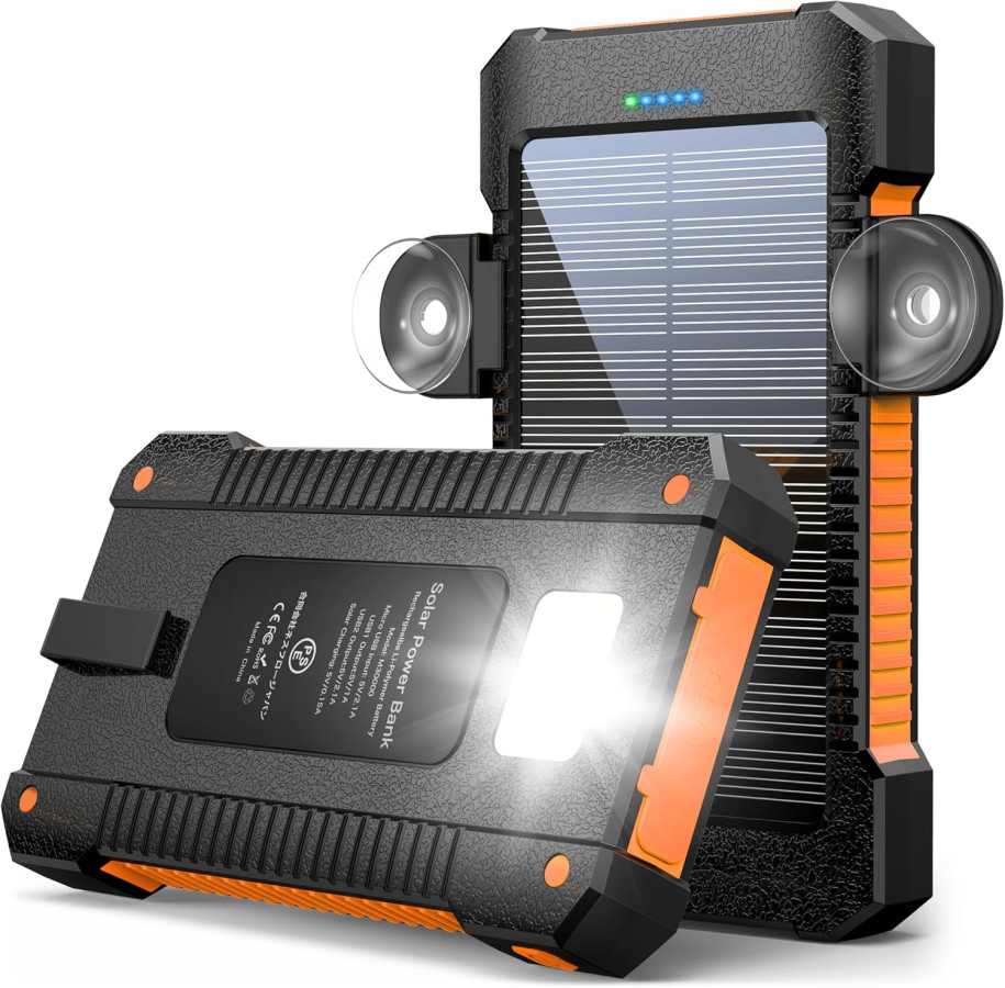 Solar Powerbank mit Saugnapfhalterung – 26800 mAh Outdoor-Energie für unterwegs